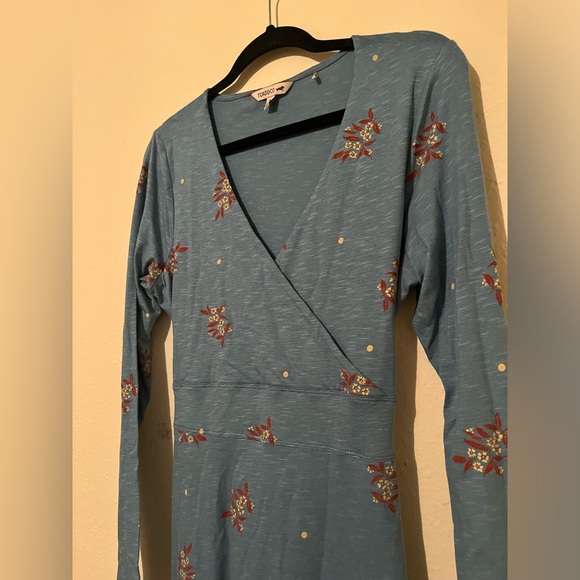 Toad & Co Cue Wrap Long Sleeve Blue Floral Tie Waist Casual Dress - Picture 4 of 7